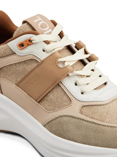 Tod's Panelled Sneakers In Brown