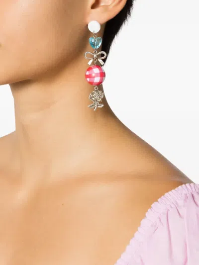 Amir Slama Bow Heart-motif Drop Earrings In Multi