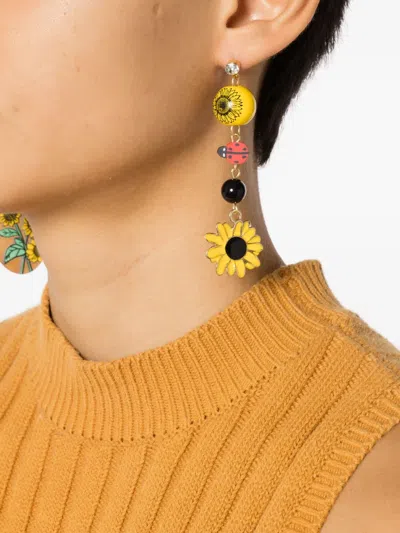 Amir Slama Sunflower-motif Drop Earrings In Multi
