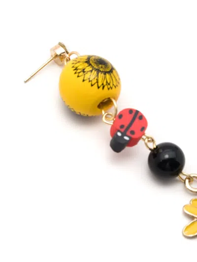 Amir Slama Sunflower-motif Drop Earrings In Multi