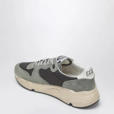 Golden Goose Running Sole In Green Suede With White Leather Star And Heel