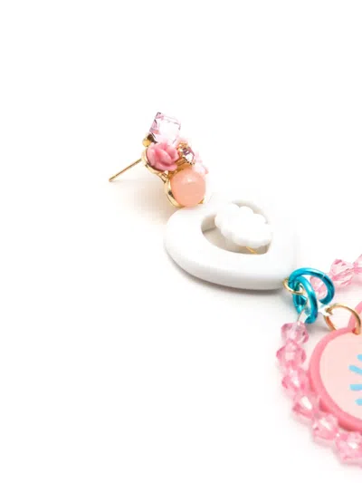 Amir Slama Heart-charm Eye-motif Drop Earrings In Multi
