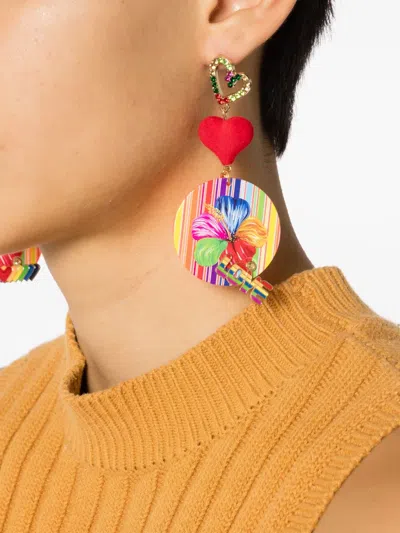 Amir Slama Floral-print Drop Earrings In Multi
