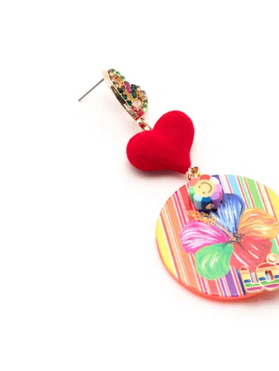 Amir Slama Floral-print Drop Earrings In Multi