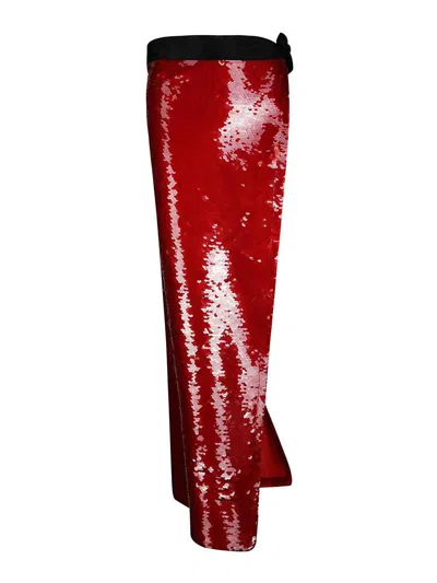 Maria Calderara Maxi Side Slit Sequin Skirt With Taffeta Band