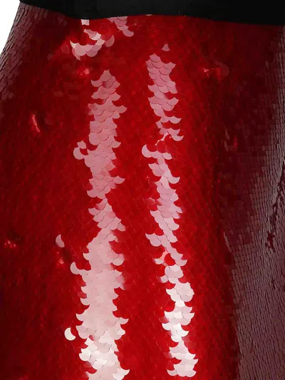 Maria Calderara Maxi Side Slit Sequin Skirt With Taffeta Band