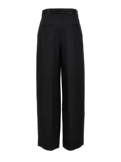 Khaite The Marine Wide-leg Trousers In Black Fabric