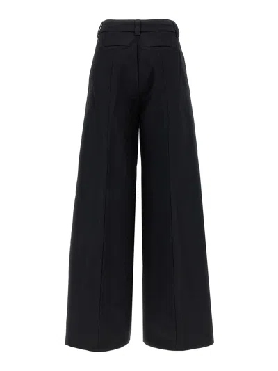 The Latest Thelatest Wide-leg Black Wool Blend Trousers