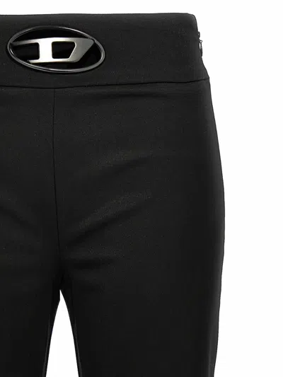Diesel 'p-erseus' Black Flared Pants With Oval D Logo Plaque On The Front In Wool Blend Woman