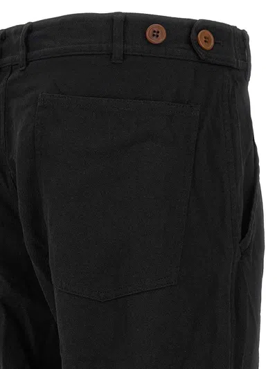 Comme Des Garçons Front Pleated Trousers With Back And Side Pockets In Black