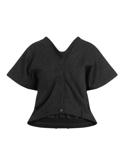 Balenciaga Tailored Pants Top In Wool In Black