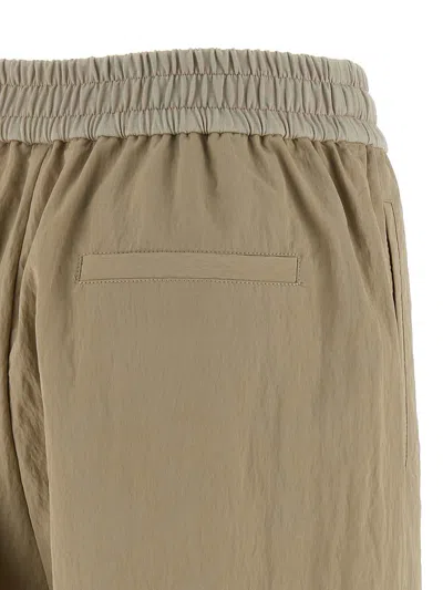 Brunello Cucinelli Wrinkled Viscose Trousers With Adjustable Drawstring In Neutral