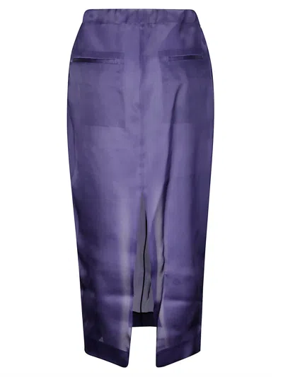 Khaite Semi-transparent Silk Maxi Skirt With Deep Back Slit
