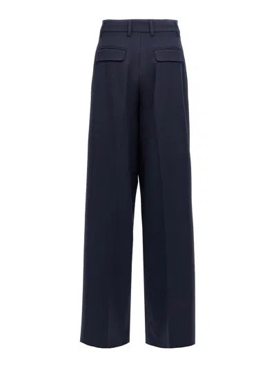 The Latest Thelatest Midnight Blue Wool Blend Trousers In Blue
