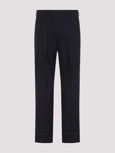 Brioni Midnight Blue Trousers With Classic Flat Front In Black