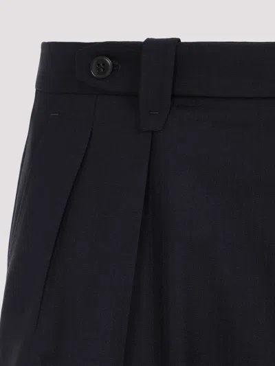 Brioni Midnight Blue Trousers With Classic Flat Front In Black