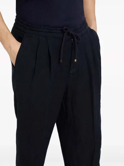 Brunello Cucinelli Men Leisure Fit Trousers In Virgin Wool Flannel With Drawstring And Double Darts