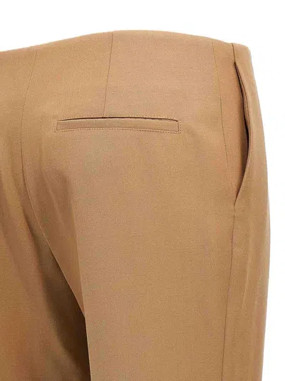 Chloé Beige Flared Pants With Asymmetric Hem In Grain De Poudre Wool Woman