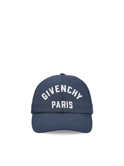 Givenchy Embroidered Cap With Curved Brim And Metal Buckle In Blue