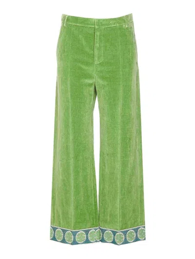 Valentino Garavani Velvet Trousers With Jacquard Hem