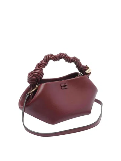 Ganni 'bou' Bordeaux Mini Handbag With Braided Handle And Removable Shoulder Strap