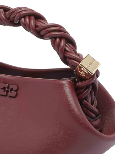 Ganni 'bou' Bordeaux Mini Handbag With Braided Handle And Removable Shoulder Strap