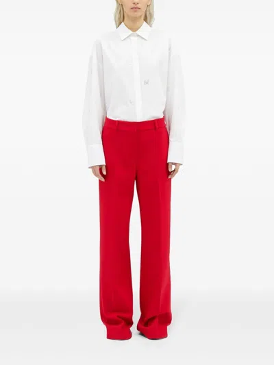 Msgm High-waist Tailored Trousers In Red