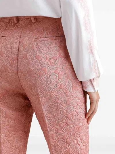 Dolce & Gabbana Tailored Quilted Floral Jacquard Pants In Pink