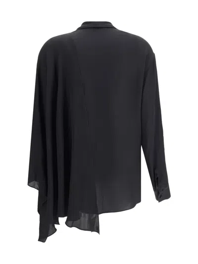 Balenciaga Black Georgette Scarf Blouse In Black