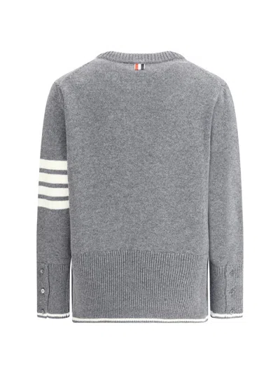 Thom Browne Geese Intarsia Boxy Virgin Wool Crewneck Sweater In Gray