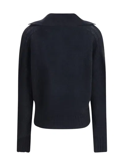 Tom Ford Ribbed Finish Wool Polo Sweater In Blue