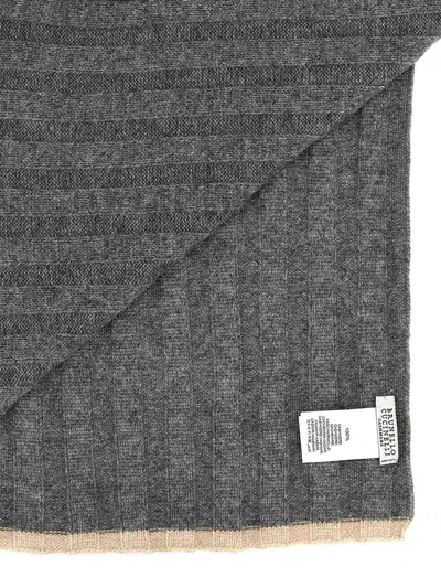 Brunello Cucinelli Ribbed Scarf Scarves And Foulards Gray In Gray
