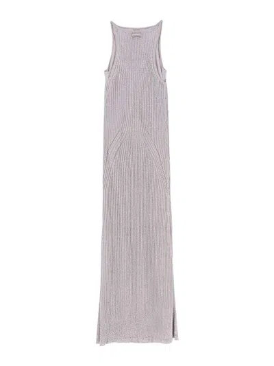 Pinko Nelson Viscose And Metallised Fibre Long Dress In Gray