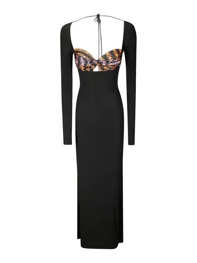 Marine Serre Long Sleeve Viscose Dress With Contrast Bra