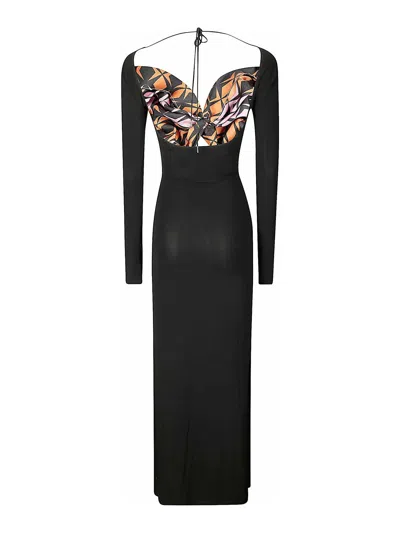 Marine Serre Long Sleeve Viscose Dress With Contrast Bra