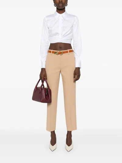 Ermanno Scervino Tailored Straight-leg Pants With Fitted Waistband In Neutral