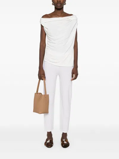 Max Mara Cropped White Pants With Tailored Silhouette