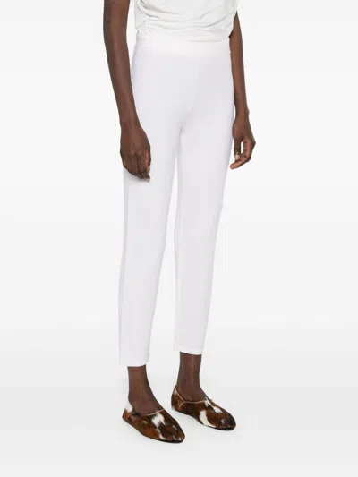 Max Mara Cropped White Pants With Tailored Silhouette