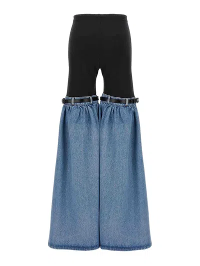 Coperni Wide Leg Elastic Waistband Trousers With Contrast Fabric