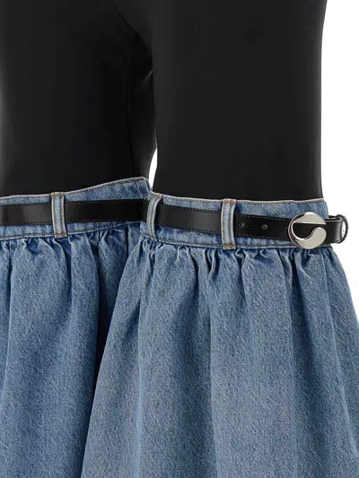 Coperni Wide Leg Elastic Waistband Trousers With Contrast Fabric