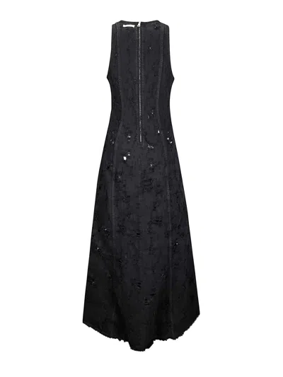Haikure Long Denim Dress Destroyed Effect
