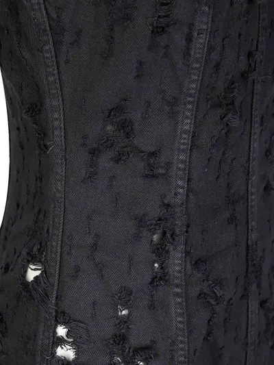 Haikure Long Denim Dress Destroyed Effect