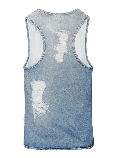 Mm6 Maison Margiela Mm6 By Maison Margiela Sleeveless Front-zip Top In Distressed Denim
