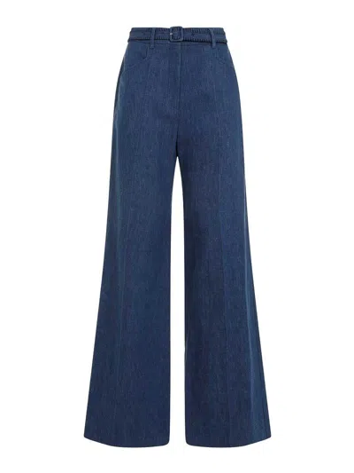 Gabriela Hearst Womens Denim Norman Wide-leg High-rise Cotton And Linen Trousers