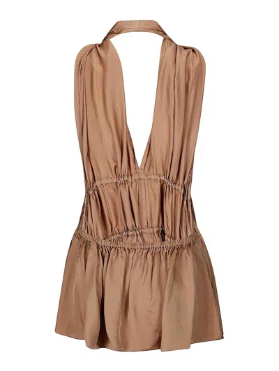 Dries Van Noten Halterneck Peplum Ruched Tie Sleeveless Top