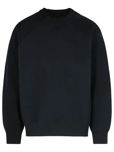Sacai Wool Crew Neck Sweater In Blue
