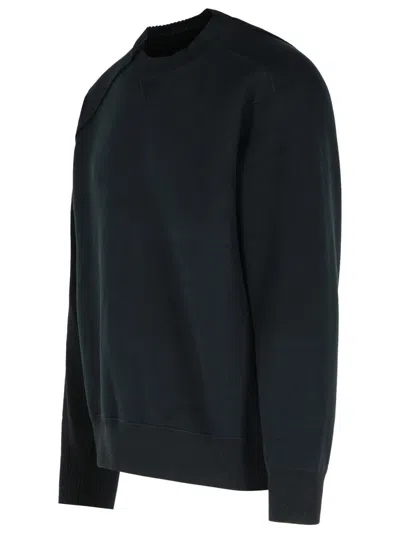 Sacai Wool Crew Neck Sweater In Blue