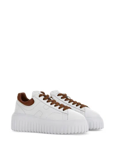 Hogan H-stripes Low-top Leather Sneakers In White