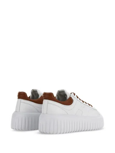 Hogan H-stripes Low-top Leather Sneakers In White