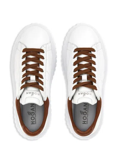Hogan H-stripes Low-top Leather Sneakers In White